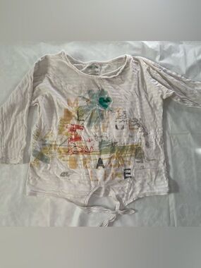 HANGTEN White Tee with Mint and Red Logo Detail